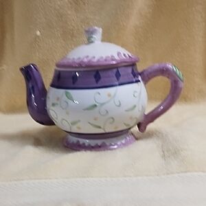 Purple and White Ceramic Teapot